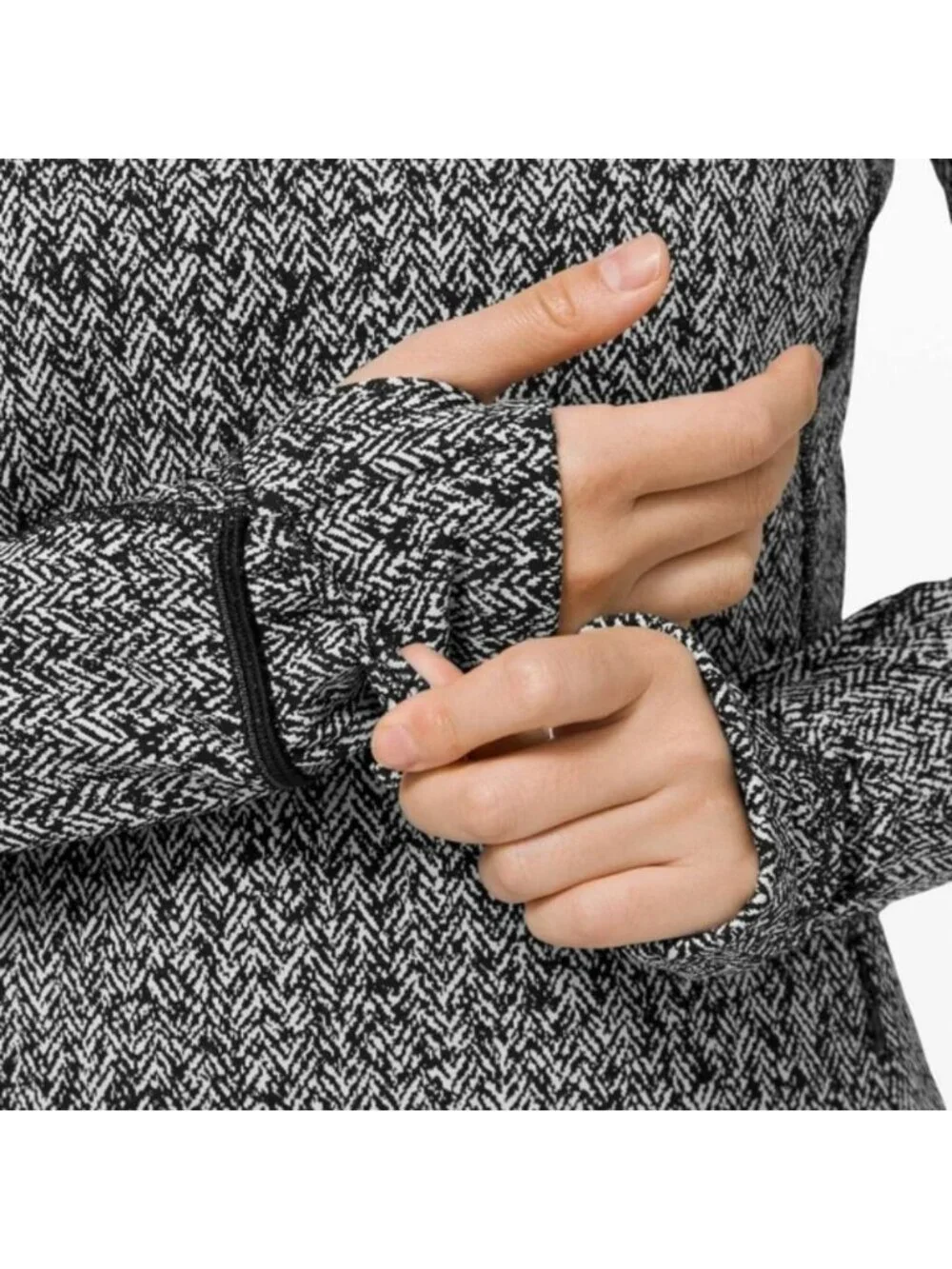 Lululemon Runderful Long Sleeve Scattered Herringbone Black White